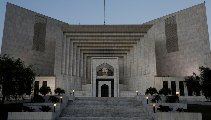 A general view of the Supreme Court of Pakistan building in the evening hours, in Islamabad, April 7, 2022. — Reuters