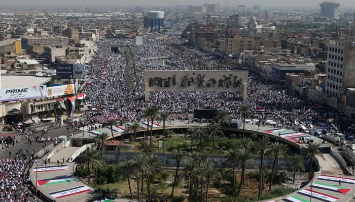 An overview of the massive protest in Baghdad, Iraq.Reuters
