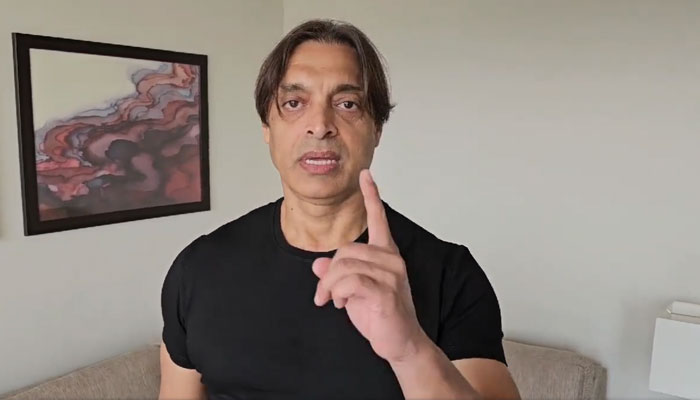 Former Pakistan pacer Shoaib Akhtar in this still taken from a video. — X@shoaib100mph
