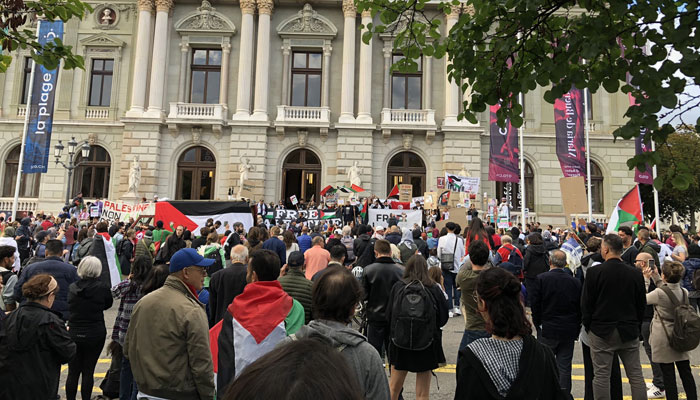 Geneva witnesses massive pro-Palestinian rally amid Israel-Hamas tensions. Twitter