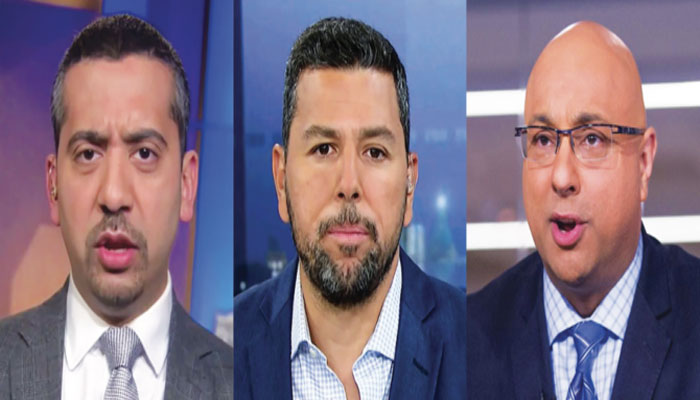 From left to right: Mehdi Hasan, Ayman Mohieddine and Ali Velshi. (MSNBC)