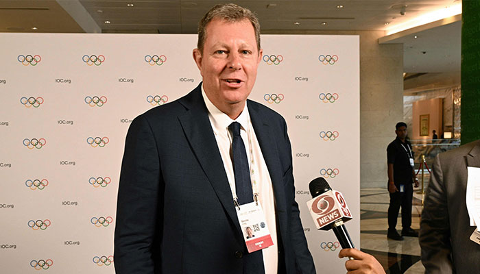 International Cricket Council (ICC) Chairman Greg Barclay addresses the media after cricket was approved as an Olympic sport on the second day of the 141st session of the International Olympic Committee (IOC) in Mumbai on October 16, 2023. — AFP