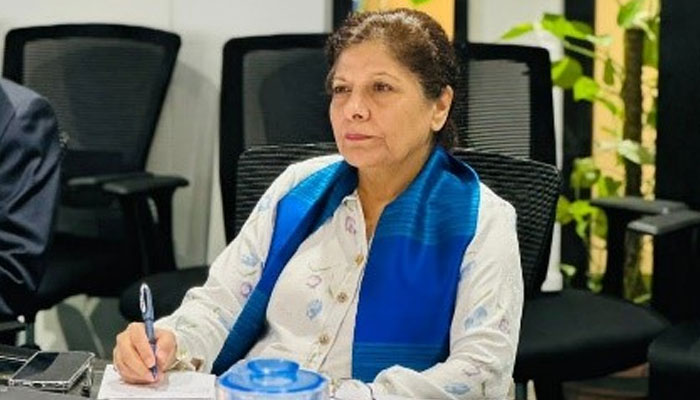 Finance, Revenue and Economic Affairs Minister Dr Shamshad Akhter seen here in a meeting with members of the Pakistan Business Council in Karachi on September 24, 2023. — Twitter@FinMinistryPak/