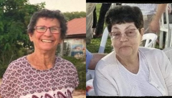 Handout pictures of two Israeli hostages, Yocheved Lifshitz, 85 (L) and Nurit Cooper, 79, who were released by Hamas fighters on October 23, 2023. — Reuters