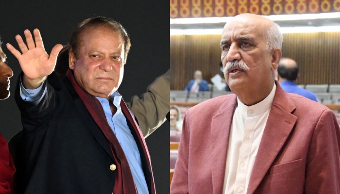 PML-N supremo Nawaz Sharif and PPP leader Khursheed Shah. — AFP/PPI/Files