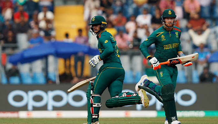 South Africas Heinrich Klaasen and Quinton de Kock in action during match with Bangladesh on October 24, 2023. — Reuters
