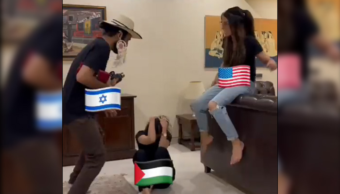 Screengrab of Ushna Shahs video depicting Israeli invasion of Palestinians’ land. — X/@ushnashah