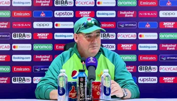 Pakistan cricket team director MIckey Arthur addresses a press conference after the match against South Africa on October 27, 2023. — Photo by reporter