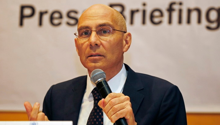 UN High Commissioner for Human Rights Volker Turk addressing a press briefing in this undated image. — APP