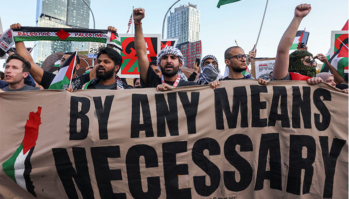 Pro-Palestinian protesters attend Flood Brooklyn for Gaza demonstration, as the conflict between Israel and the Palestinian Islamist group Hamas continues, in New York, U.S., October 28, 2023. — Reuters