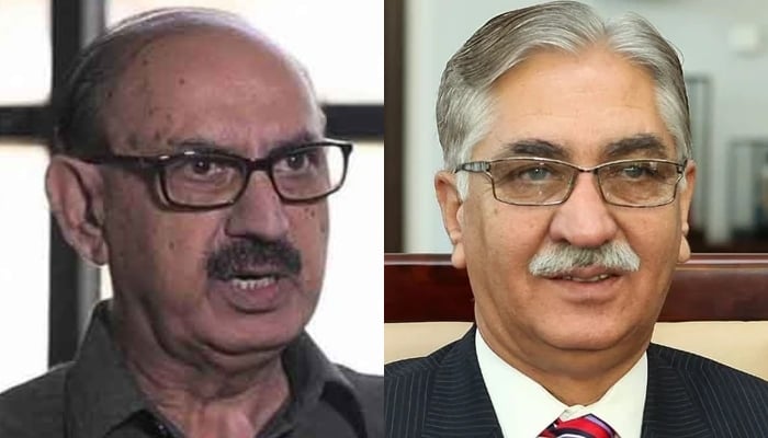 PML-N leader Ifran Sidduqi (Left) and PPP Leader Nayyer Bukhari. — APP/File
