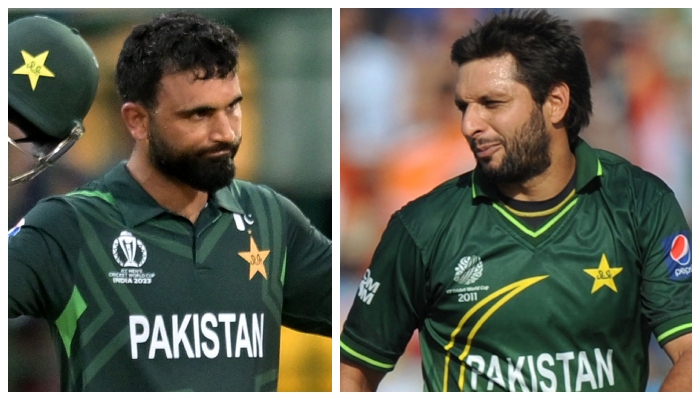 Pakistans former captain Shahid Afridi (right) and top-order batter Fakhar Zaman. — AFP/Reuters/File
