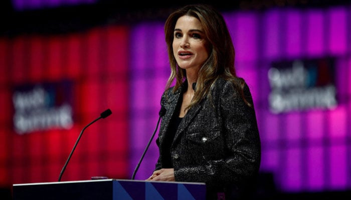 Queen of Jordan, Rania Al Abdullah, speaks during the Web Summit, Europes largest technology conference, in Lisbon, Portugal, November 2, 2022. — Reuters