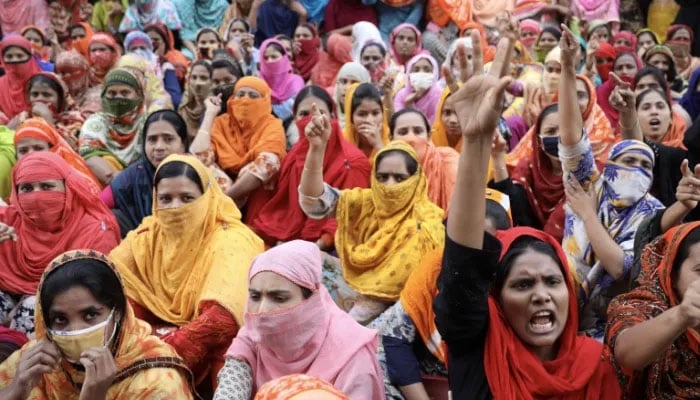 The average monthly salary for a garment worker in Bangladesh is 8,000 taka ($96). —Reuters