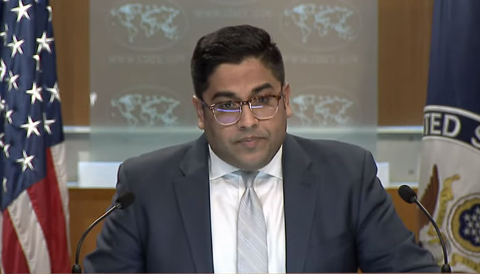 US State Department’s Principal Deputy Spokesperson Vedant Patel during a media briefing in Washington DC. — YouTube/State Department