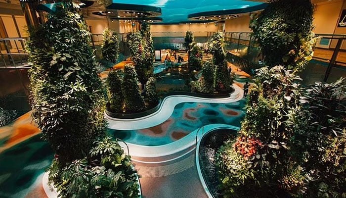 The brand new Dreamscape garden, pictured, is said to mesmerise with its enchanting array of plants—Changi airport