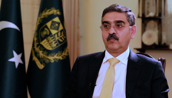 Caretaker Prime Minister Anwaar-ul-Haq Kakar speaks during an interview with Arab News Pakistan in Islamabad on November 6, 2023. — Arab News