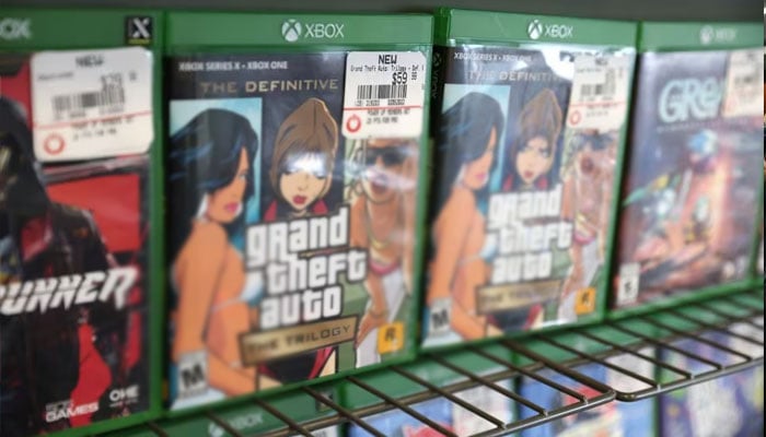 Grand Theft Auto The Trilogy by Take-Two Interactive Software Inc is seen for sale in a store in Manhattan, New York City, U.S., February 7, 2022.—Reuters