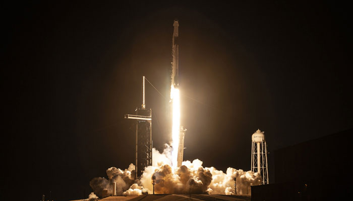 This picture shows SpaceXs Falcon 9 launching a Dragon spacecraft to the International Space Station (ISS) on November 9, 2023 at Nasas Kennedy Space Centre, Florida, US. — X/@SpaceX