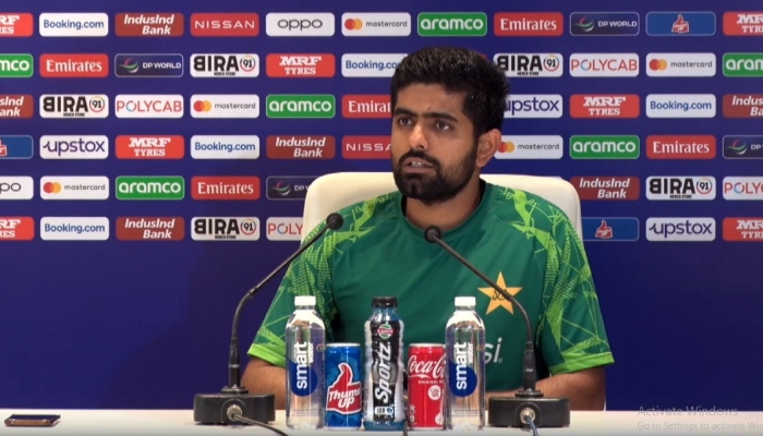 Pakistan’s captain Babar Azam speaking during a press conference ahead of match against England on November 10, 2023. — Provided by the reporter