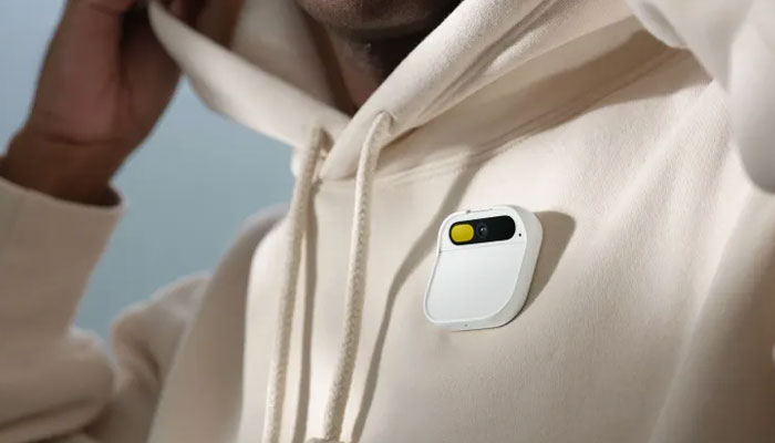 This picture shows a man wearing the Humane AI Pin. — CNBC/File