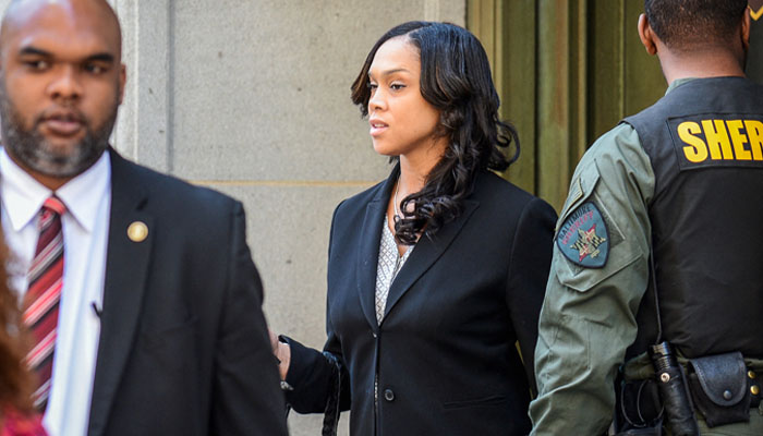 Baltimore City States Attorney Marilyn Mosby departs the courthouse on the first day of the Caesar Goodson trial in Baltimore, Maryland, US, June 9, 2016. — Reuters