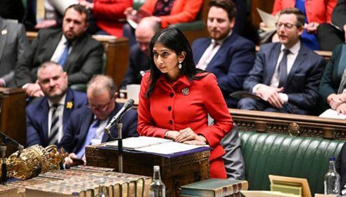 British Home Secretary Suella Braverman speaks during the Illegal Migration Bill Statement at the House of Commons in London, Britain, March 7, 2023. —Reuters/file