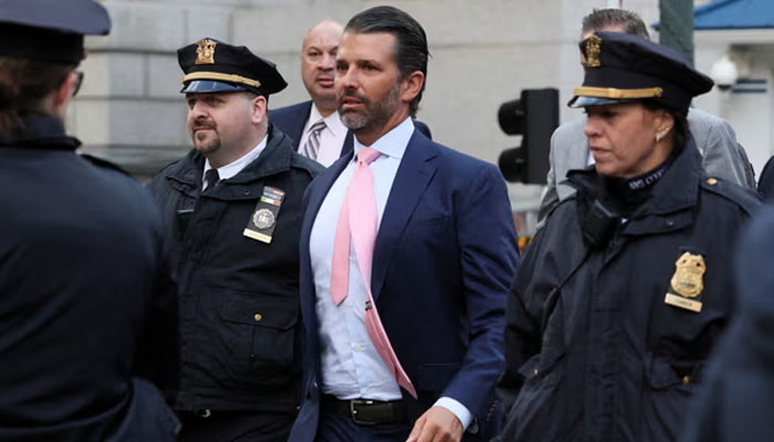 Donald Trump Jr outside court in Manhattan earlier this month. —Reuters/file