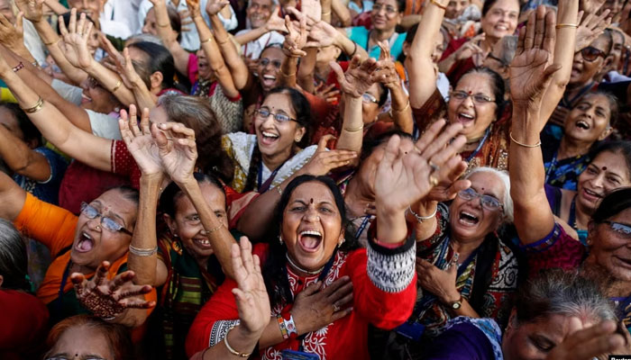 Members of a laughter club participate in a laughing exercise in Mumbai, India, in May 2014. Dont tell them that India ranks quite low on the United Nations happiness survey..—Reuters