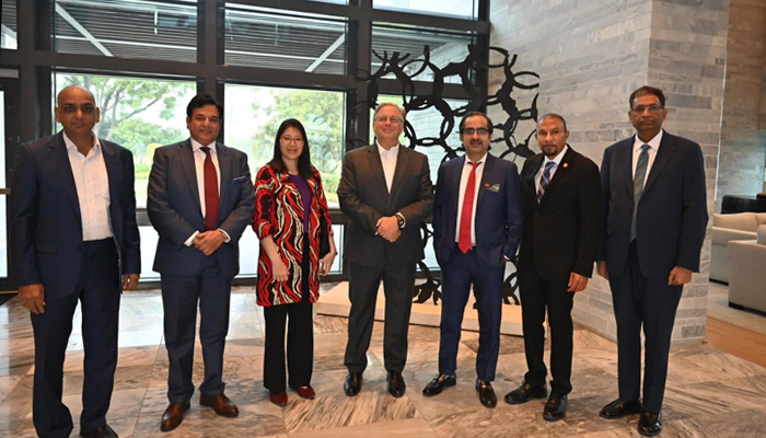 Donald Blome, the US Ambassador to Pakistan (centre), pictured with a delegation visiting the country. — Author