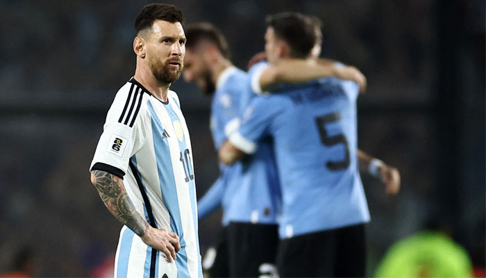 Argentina's Lionel Messi looks disappointed after losing their South American World Cup qualifying match against Uruguay at Estadio La Bombonera, Buenos Aires, Argentina November 16, 2023. — Reuters