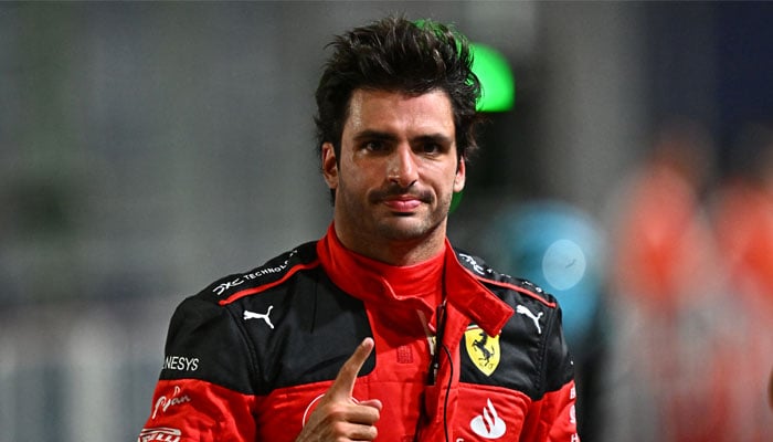 Ferraris Spanish driver Carlos Sainz Jr gestures after the qualifying session of the Singapore Formula One Grand Prix night race at the Marina Bay Street Circuit in Singapore on Saturday, Sept. 16. — AFP