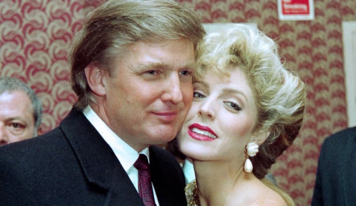 A young Donald Trump and his second Wife Marla Maples pose for an intimate photo.— AFP/File