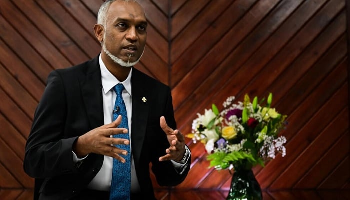Mohammed Muizzu, incoming president of the Maldives, speaks to AFP in an interview.—AFP