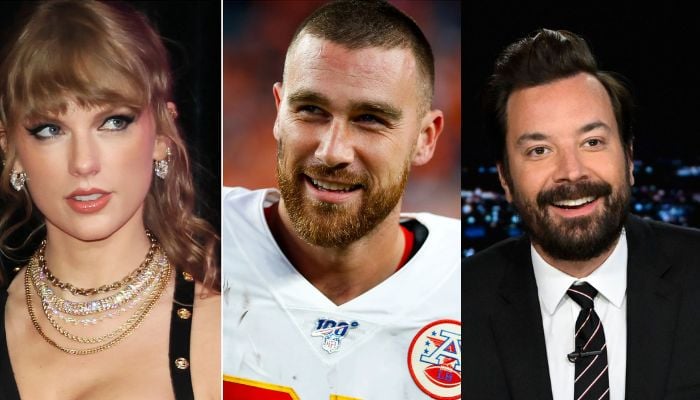 Photo Taylor Swift’s beau Travis Kelce bantered by Jimmy Fallon