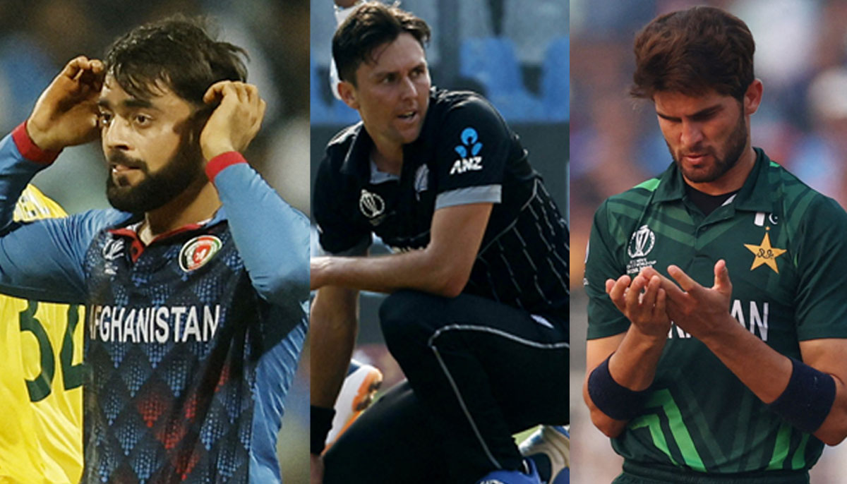 Rashid Khan, Trent Boult and Shaheen Shah Afridi.—Reuters