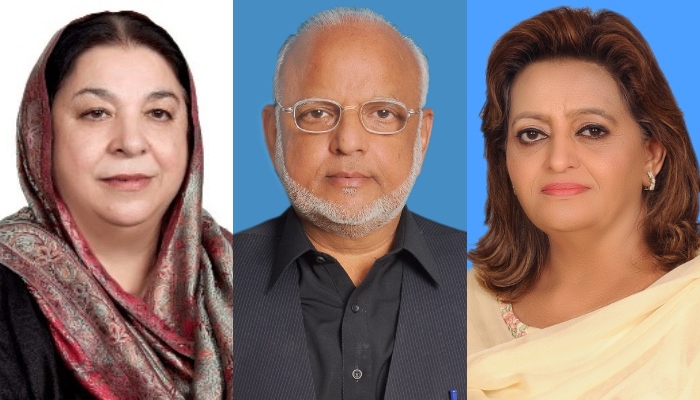 Yasmin Rashid (left), Ejaz Chaudhary and Rubina Jameel. — Punjab Assembly/Senate of Pakistan/NA