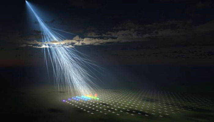 Artists impression of detected cosmic ray. Pic: Osaka Metropolitan University/L-Insight, —Kyoto University
