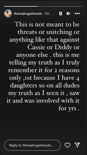 Diddys former security head Roger Bonds cryptic response to Cassies lawsuit confuses fans