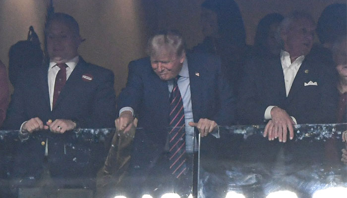 Former President Donald Trump with South Carolina Governor Henry McMaster during a game between the Clemson Tigers and the South Carolina Gamecocks at Williams-Brice Stadium in Columbia, South Carolina, US on November 25, 2023. — Reuters