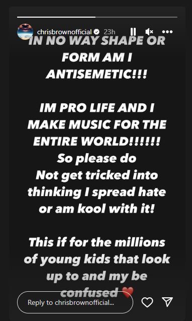 Chris Brown brushes off criticism labelling him as anti-Semitic