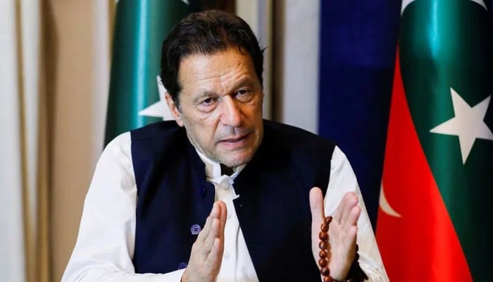 Former prime minister Imran Khan, gestures as he speaks with Reuters during an interview, in Lahore, March 17, 2023. — Reuters