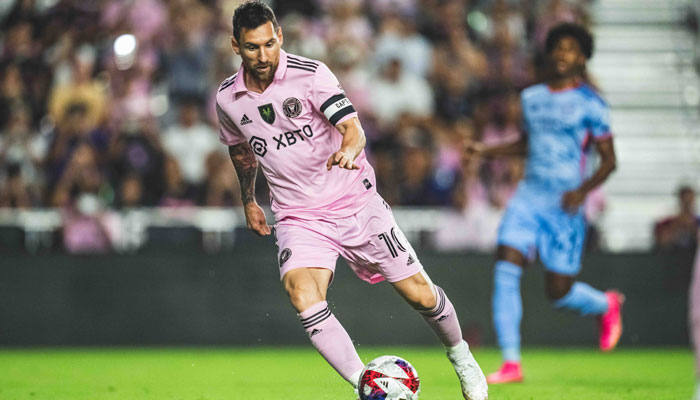 Argentine football star Lionel Messi playing for Inter Miami during an MLS game. — X/@InterMiamiCF