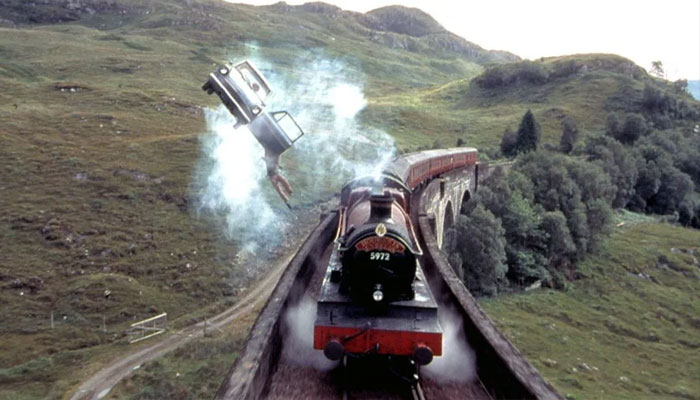The Hogwarts Express crosses the Glenfinnan Viaduct in Harry Potter and the Chamber of Secrets.—Everett collection/Alamy