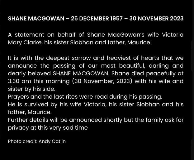 The Pogues frontman Shane MacGowan passes away at 65