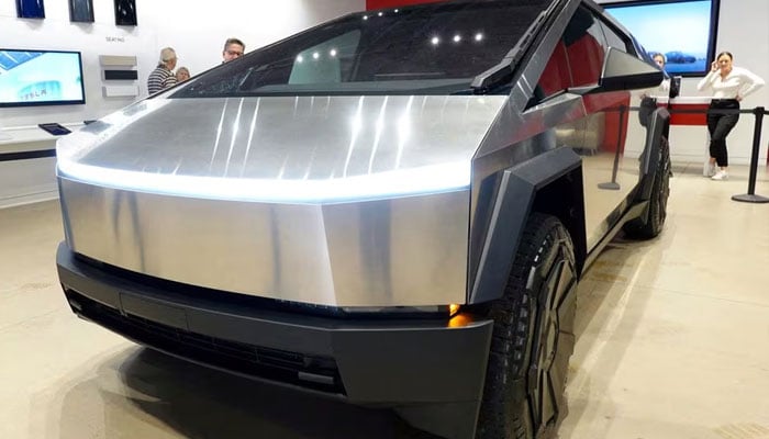Teslas new Cybertruck is shown on display at a Tesla store in San Diego, California, U.S., November 20, 2023.—Reuters