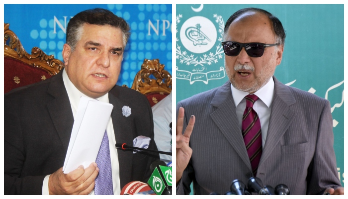 PML-N leaders Daniyal Aziz (left) and Ashan Iqbal.— Online/File
