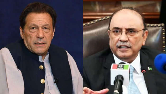 Ex-prime minister Imran Khan (left) and former president Asif Ali Zardari. — AFP/Online/File