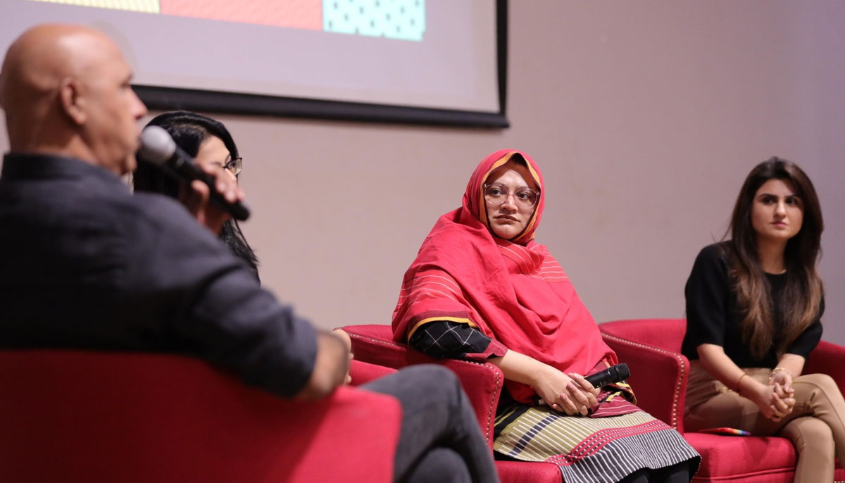 Faiza Yousuf was panellist during a discussion about women in the workplace at GDG Kolachis DevFest last year. — Photo by author