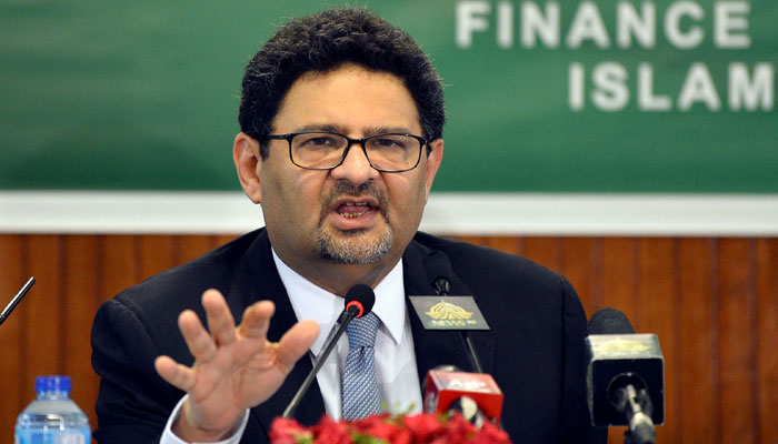 Former finance minister Miftah Ismail addressing a press conference in this undated picture. — AFP/File